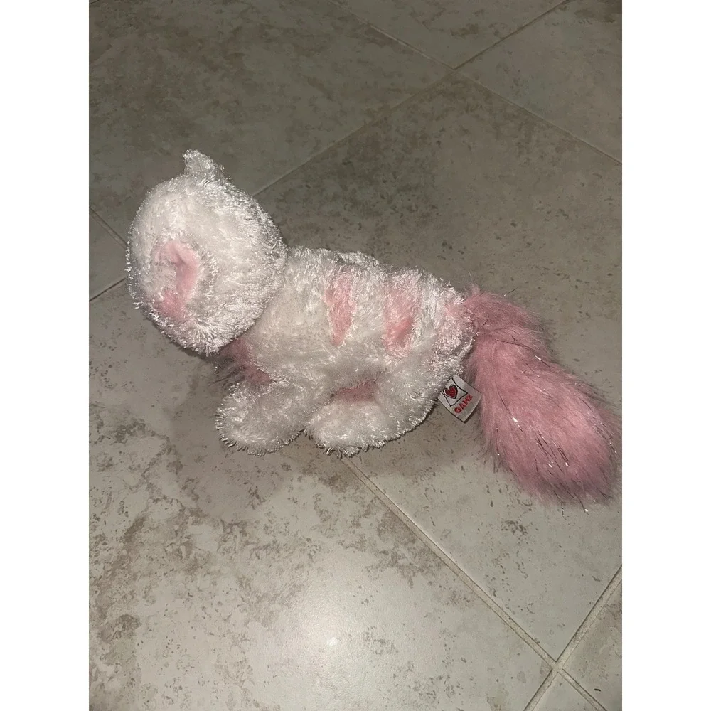 Webkinz Ganz Tickled Pink Cat Plush Stuffed Animal Toy Pink White Silver No Code